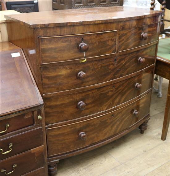 A Victorian mahogany five drawer chest W.109cm